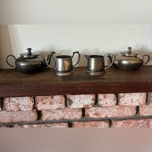 Vintage 4pc Silver Plated Tea Set Made in India Natural Patina